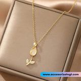 Cadena de Acero con Tulipán, Dorado [AC305]