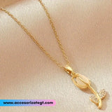 Cadena de Acero con Tulipán, Dorado [AC305]