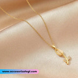 Cadena de Acero con Tulipán, Dorado [AC305]