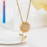 Cadena de Acero Dorado con Dije de Girasol Giratorio [AC307]