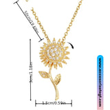 Cadena de Acero Dorado con Dije de Girasol Giratorio [AC307]