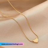 Cadena de Acero Dorada con Dije de Corazón [AC310]