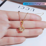 Cadena de Acero con Dije de Corona, Dorado[AC312]