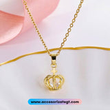 Cadena de Acero con Dije de Corona, Dorado[AC312]