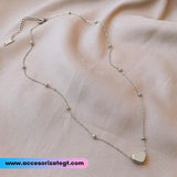Cadena de Acero con Bolitas y Dije de Corazón, Plata [AC314]