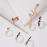 Set de Anillos de Serpientes con Decoraciones Azules [AN1040]