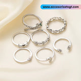Set de Anillos de Luna y Serpiente, Plata [AN1104]
