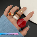 Set dr 5 Anillos con Acrílico y Madera [AN1109]
