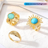 Set de Anilllos de Sol y Decoraciones Turquesa [AN1110]