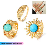 Set de Anilllos de Sol y Decoraciones Turquesa [AN1110]