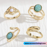 Set de Anillos con Decoraciones Turquesa [AN1115]