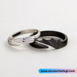 Set de Anillos de Alas, Plata y Negro [AN969]