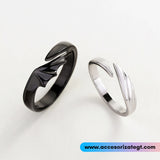 Set de Anillos de Alas, Plata y Negro [AN969]