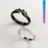 Set de Anillos de Alas, Plata y Negro [AN969]