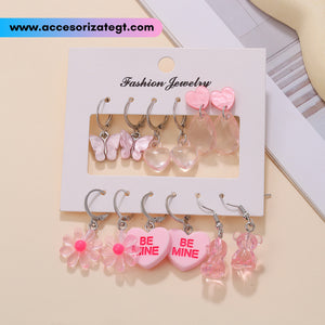 Set de Aretes Color Rosa [AR1577]