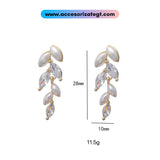 Aretes de Cristales y Perlas en Forma de Hojas [AR1616]