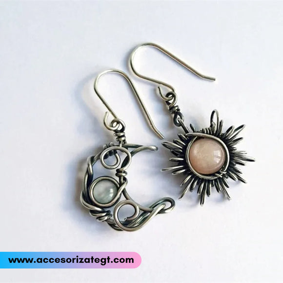 Aretes de Sol y Luna, Plata [AR1653]