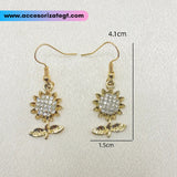 Aretes de Girasoles Color Oro [AR1655]