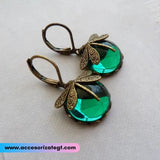 Aretes de Libélulas y Cristal Verde [AR1662)