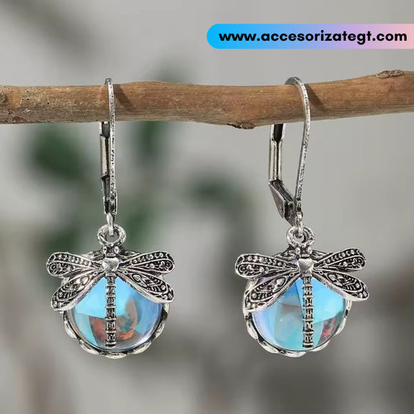 Aretes de Libélula con Cristal Tornasol [AR1663]
