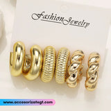 Set de Argollas Gruesas en Color Oro [AR1666]