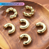 Set de Argollas Gruesas en Color Oro [AR1666]