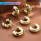 Set de Argollas Gruesas en Color Oro [AR1666]