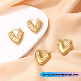 Aretes de Corazón con Acabado Martillado [AR1673]