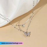 Cadena con Dijes de Mariposas, Plata [CD1187]