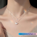 Cadena con Dijes de Mariposas, Plata [CD1187]