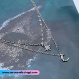 Cadena Doble con Dijes de Luna y Estrella [CD1314]