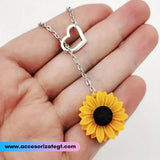 Cadena con Dijes de Corazón y Girasol [CD1326]
