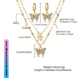Set de Cadena y Aretes de Mariposas, Oro [CD1331]