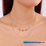 Set de Cadenas con Flores Multicolor [CD1335]