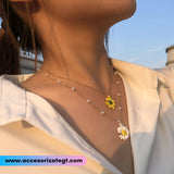 Cadena Multicapa con Dijes de Margaritas [CD1338]
