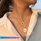 Cadena Multicapa con Dijes de Margaritas [CD1338]