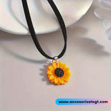 Choker Negro con Dije de Girasol [CK201]