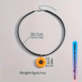 Choker Negro con Dije de Girasol [CK201]