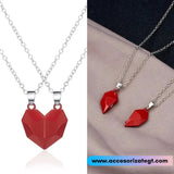 Set de Cadenas con Dije Magnético de Corazón, Rojo [CN137]