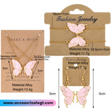 Set de Cadenas y Pulseras de Mariposas Color Rosa [CN155]