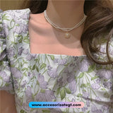 Gargantilla Doble de Perlas con Dije Ovalado [EL361]