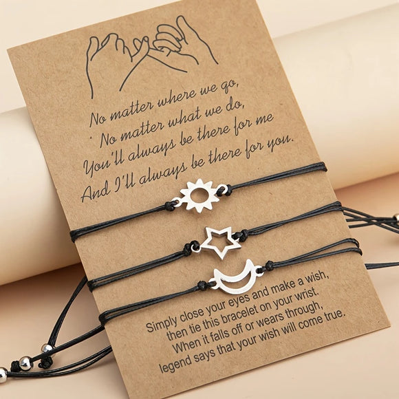 Set de Pulseras de Sol, Luna y Estrella [JP605e]