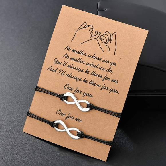 Set de Pulseras Negras con Dijes de Infinito, 2 piezas [JP701]