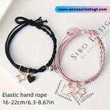 Pulseras Rosa y Negro con Dijes de Corazones y Estrellas [JP761]