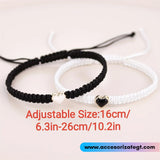 Set de Pulseras Blanco y Negro con Corazones [JP762]