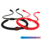 Set de Pulseras con Nudos Célticos, Rojo y Negro [JP764]