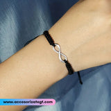 Set de Pulseras con Dije de Infinito, Blanco y Negro [JP768]
