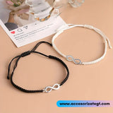 Set de Pulseras con Dije de Infinito, Blanco y Negro [JP768]