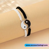 Set de Pulseras Tejidas con Yin Yang [JP774]