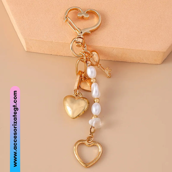 Llavero de Corazones y Perlas [KC044]